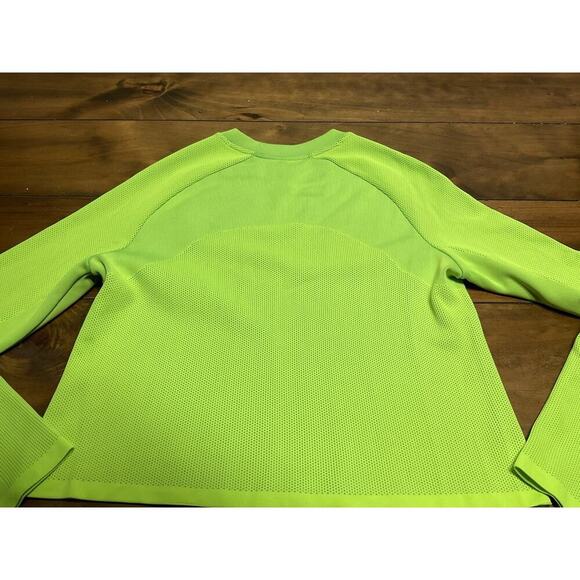 Athleta Neon Green Small Turbo Seamless Long Sleeve Sweatshirt Crop - Picture 9 of 9